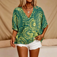 50% OFF ⭐👚 Boho Print Batwing Sleeve Top – Flowing V-Neck & Effortless Bohemian Style