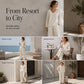 🌸Hot Sale 50% OFF-Women's Resort Style V-Neck 2-Piece Outfit Loose Long Sleeve Top Wide Leg Pants Set