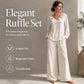 🌸Hot Sale 50% OFF-Women's Resort Style V-Neck 2-Piece Outfit Loose Long Sleeve Top Wide Leg Pants Set