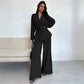 ✨50% OFF!Women’s Elegant V-Neck Top & Wide-Leg Pants 2-Piece Set