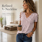 Women’s Scalloped V-Neck Heart Print T-Shirt