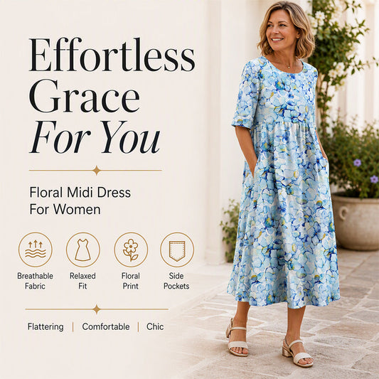 ✨Hot Sale 50% OFF 👗 Women's Short Sleeve Printed Dress with Pockets