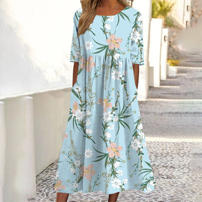 ✨Hot Sale 50% OFF 👗 Women's Short Sleeve Printed Dress with Pockets