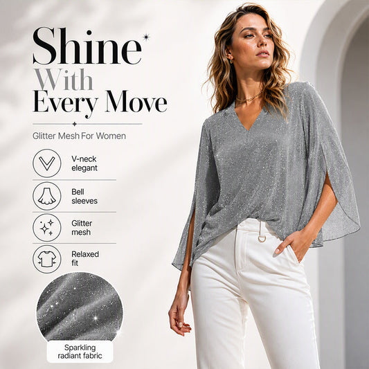 🌸Hot Sale 50% OFF✨Women's Sparkly Split Flare Sleeve Top