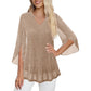 🌸Hot Sale 50% OFF✨Women's Sparkly Split Flare Sleeve Top