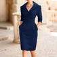 ✨Hot Sale 50% OFF! 👗Elegant Lapel Collar Sheath Dress with Pockets