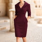 ✨Hot Sale 50% OFF! 👗Elegant Lapel Collar Sheath Dress with Pockets