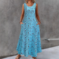 💃Summer Hot Sale 55% OFF⏳💞Women's Floral Print Sleeveless Maxi Dress with Pockets