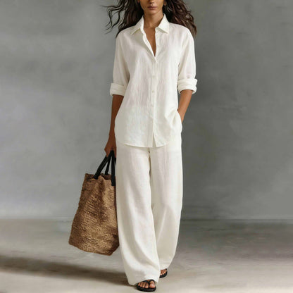 ✨New Arrivals & Special Offers-Women's Casual Shirt & Wide-Leg Pants Set