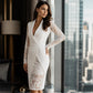 Women's Elegant V-Neck Lace Sleeve Bodycon Dress