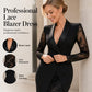 Women's Elegant V-Neck Lace Sleeve Bodycon Dress