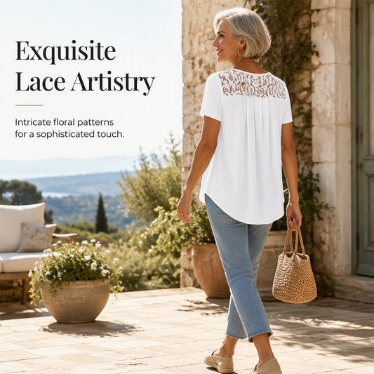 Elegant Lace Neck Tee