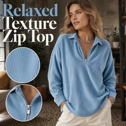 🌸Hot Sale 50% OFF💖 Relaxed Texture Zip Top