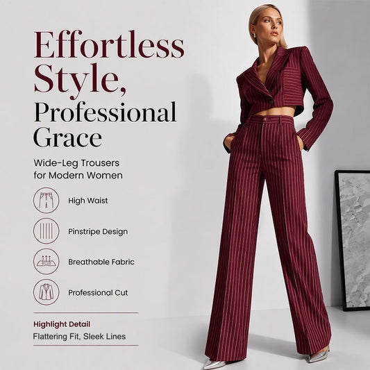 Women's High-Waisted Striped Wide-Leg Pants