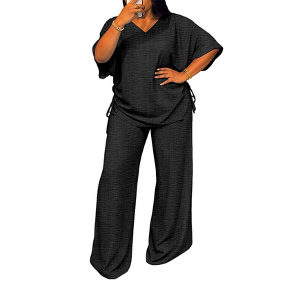 ✨Hot Sale 50% OFF 🔥 Women’s Casual V-Neck Top & Wide-Leg Pants Set