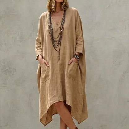 🌸Hot Sale 50% OFF💖Women's Loose V-Neck Asymmetrical Dress