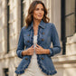 ✨ Hot Sale: 50% OFF 🔥Women's Double Breasted Ruffle Denim Jacket