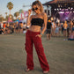 🍂Autumn Early Bird Sale-Women's Vintage Wide Leg Cargo Pants