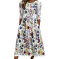 ✨Hot Sale 50% OFF 🌺Women's Floral Print 3/4 Sleeve Midi Dress with Pockets