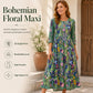 ✨Hot Sale 50% OFF 🌺Women's Floral Print 3/4 Sleeve Midi Dress with Pockets