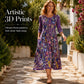 ✨Hot Sale 50% OFF 🌺Women's Floral Print 3/4 Sleeve Midi Dress with Pockets