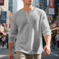 ⌛Limited-Time Offer-Men's Waffle Knit Long Sleeve Henley Shirt