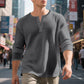 ⌛Limited-Time Offer-Men's Waffle Knit Long Sleeve Henley Shirt