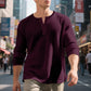 ⌛Limited-Time Offer-Men's Waffle Knit Long Sleeve Henley Shirt
