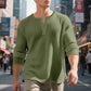 ⌛Limited-Time Offer-Men's Waffle Knit Long Sleeve Henley Shirt