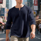 ⌛Limited-Time Offer-Men's Waffle Knit Long Sleeve Henley Shirt