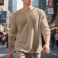 ⌛Limited-Time Offer-Men's Waffle Knit Long Sleeve Henley Shirt