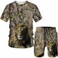 Men's Casual Animal Graphic T-Shirt and Shorts Set
