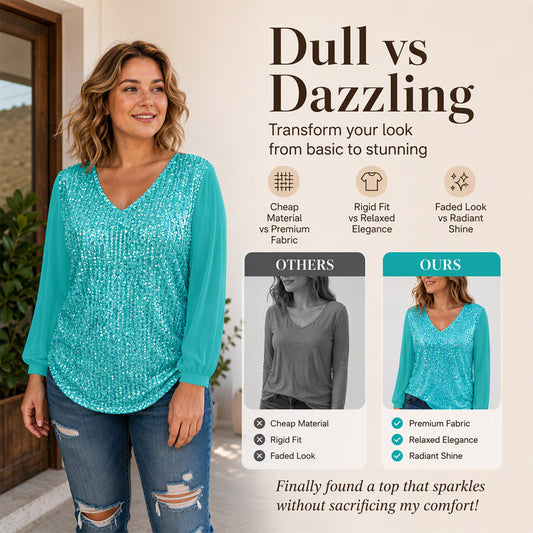 50% OFF NOW 🌺 Women's Elegant Sequin V-Neck Top