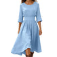 👗 50% OFF NOW! Women’s Casual 3/4 Sleeve Cotton Linen Cinched Waist Maxi Dress