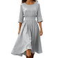👗 50% OFF NOW! Women’s Casual 3/4 Sleeve Cotton Linen Cinched Waist Maxi Dress