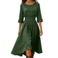 👗 50% OFF NOW! Women’s Casual 3/4 Sleeve Cotton Linen Cinched Waist Maxi Dress