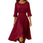 👗 50% OFF NOW! Women’s Casual 3/4 Sleeve Cotton Linen Cinched Waist Maxi Dress