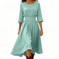 👗 50% OFF NOW! Women’s Casual 3/4 Sleeve Cotton Linen Cinched Waist Maxi Dress