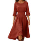 👗 50% OFF NOW! Women’s Casual 3/4 Sleeve Cotton Linen Cinched Waist Maxi Dress