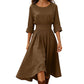 👗 50% OFF NOW! Women’s Casual 3/4 Sleeve Cotton Linen Cinched Waist Maxi Dress