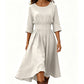 👗 50% OFF NOW! Women’s Casual 3/4 Sleeve Cotton Linen Cinched Waist Maxi Dress