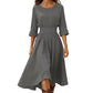 👗 50% OFF NOW! Women’s Casual 3/4 Sleeve Cotton Linen Cinched Waist Maxi Dress