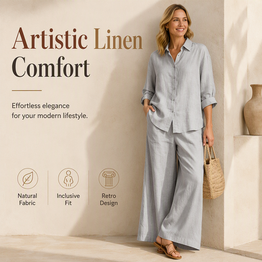 ⌛Limited-Time Offer-Women's Casual Shirt & Flowy Wide-Leg Pants Set