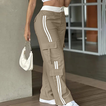 ⏰Last Day Sale 55% Off  👖 Women's Side Stripe Straight-Leg Cargo Pants