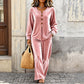 Women’s Soft Plush Velvet Co‑ord Lounge Set, Relaxed Flattering Two‑Piece Outfit for Home & Casual Outings