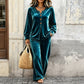 Women’s Soft Plush Velvet Co‑ord Lounge Set, Relaxed Flattering Two‑Piece Outfit for Home & Casual Outings