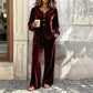 Women’s Soft Plush Velvet Co‑ord Lounge Set, Relaxed Flattering Two‑Piece Outfit for Home & Casual Outings