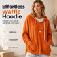 ⌛Limited-Time Offer-Women's Waffle Knit Loose Hooded Sweatshirt with Pockets