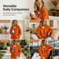⌛Limited-Time Offer-Women's Waffle Knit Loose Hooded Sweatshirt with Pockets
