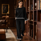 Women’s Casual Crewneck Top and Wide-Leg Pants Set